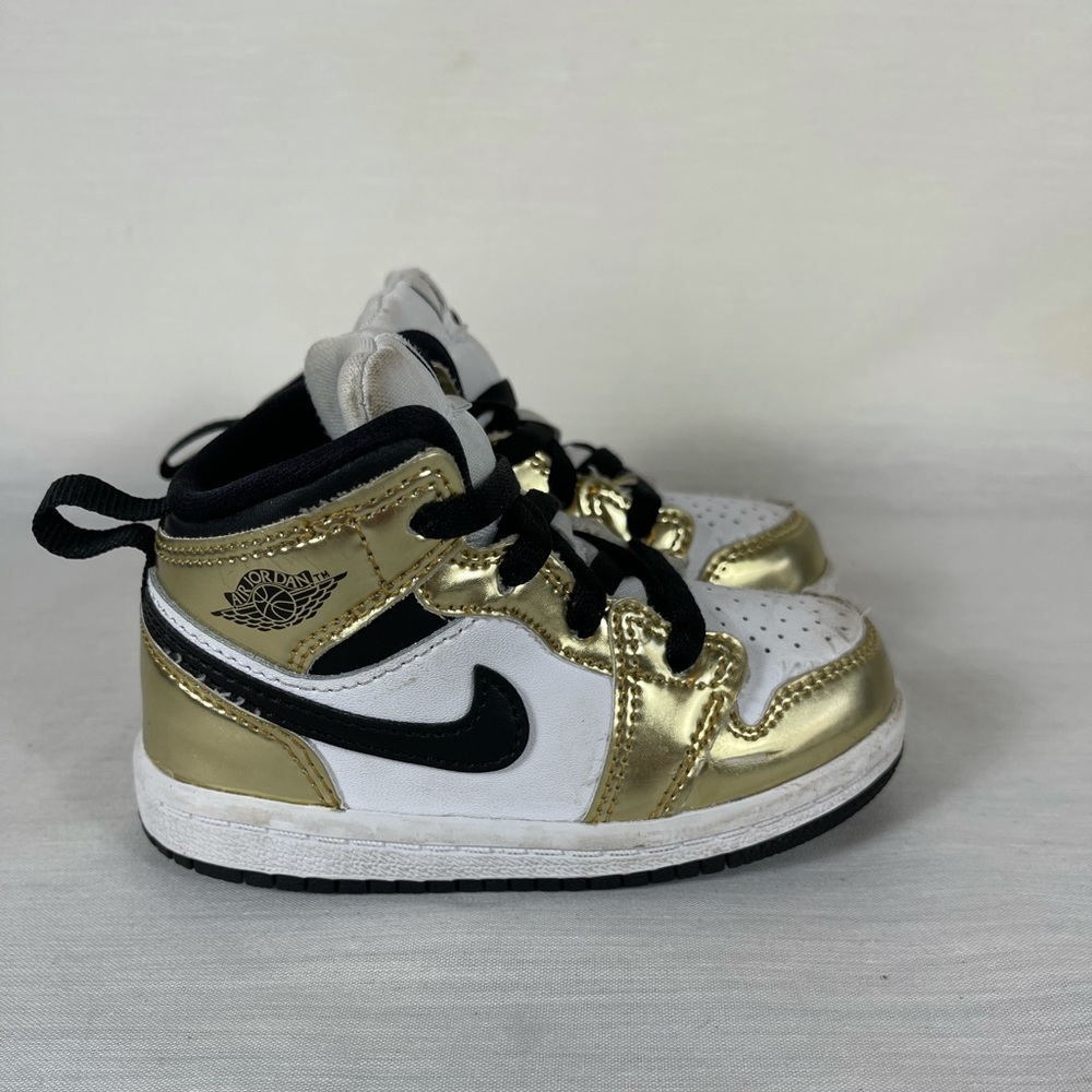 Nike Air Jordan 1 Mid Metallic Gold Baby Shoes 6c